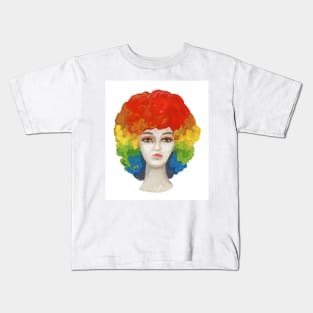 Rainbow wig 70-s vibes Kids T-Shirt